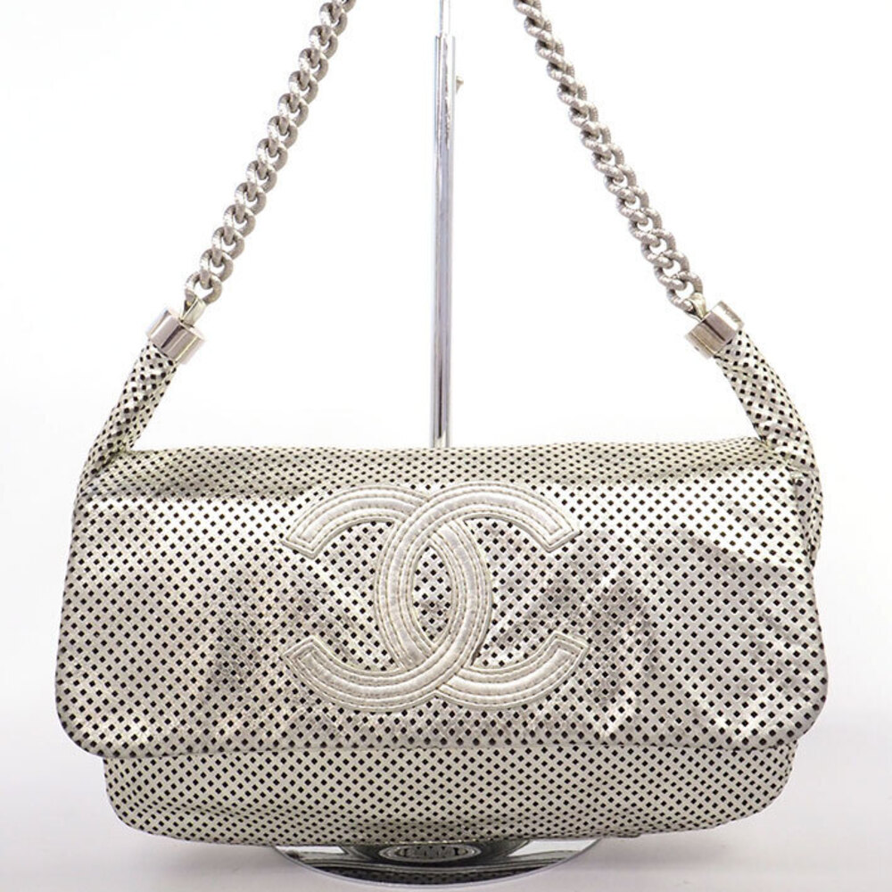 Chanel punched chain shoulder bag CC logo Coco mark